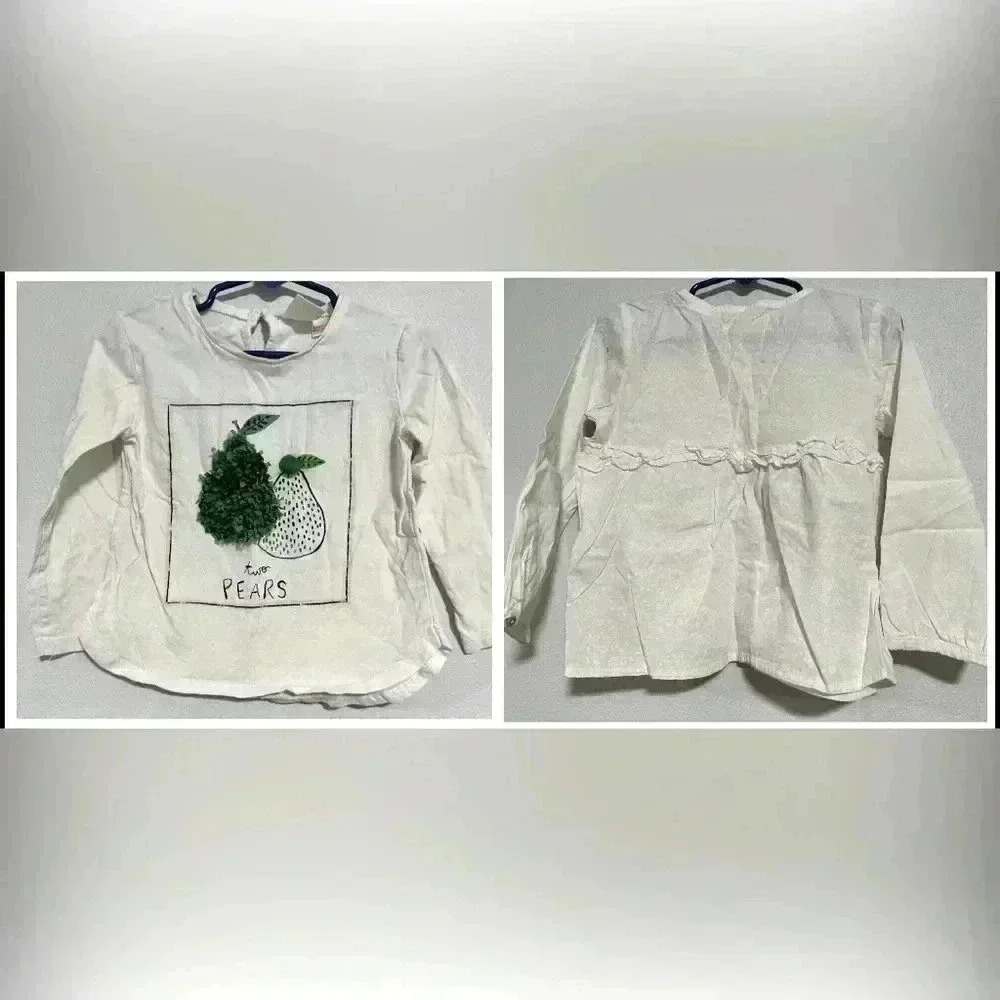 265. Zara baby girl embroidered white blouse set of 2 sz 3/4 years